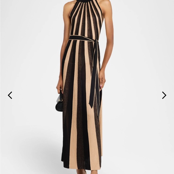 Zimmermann Black and Tan Striped Maxi Dress